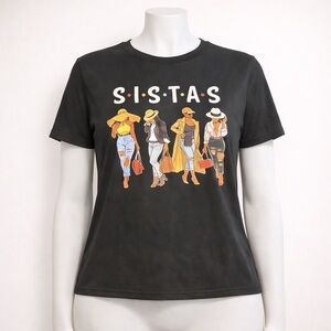 SISTAS Graphic Tee - Black Women’s Short Sleeve Top